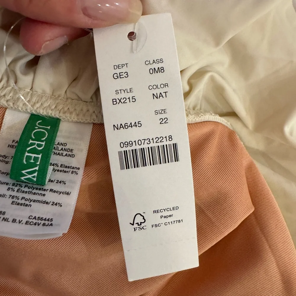 J. Crew NWT Matte Ruffle One Shoulder One Piece Swimsuit Size 22 Ivory Natural - Picture 12 of 12
